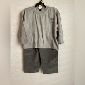 Modern Moments Cozy Gray Kids Matching Set with Tree Design size 3T-NWT
